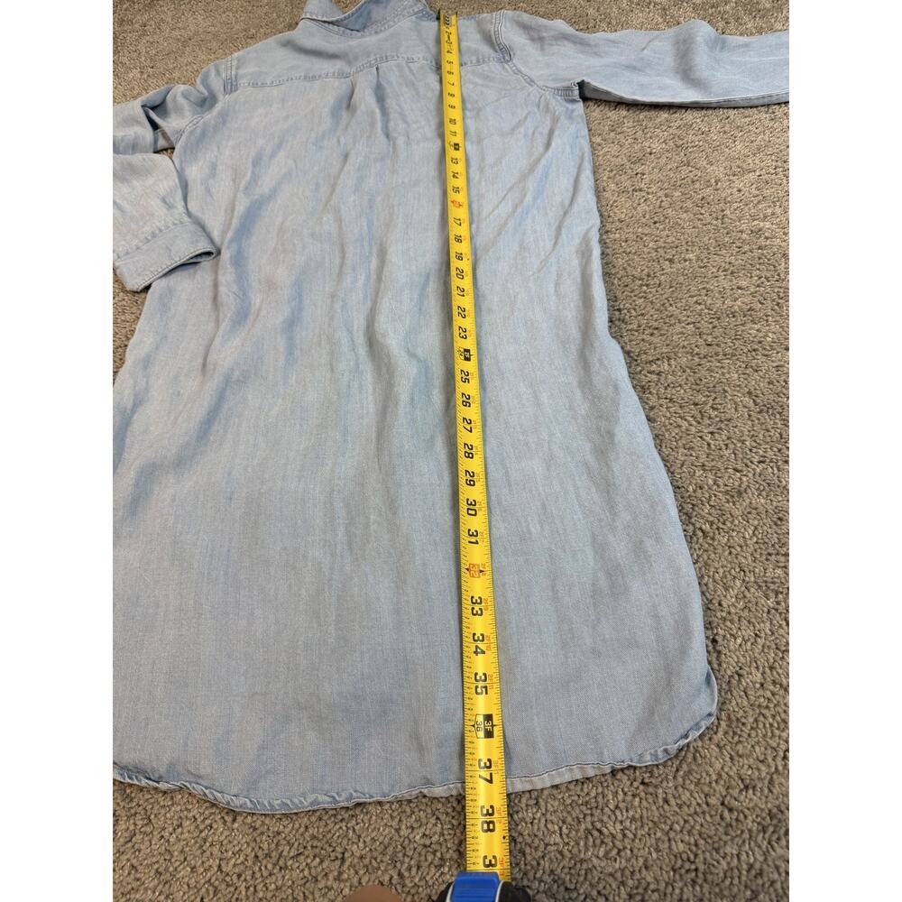 Chaps Dress Womens M Blue Denim Shirt Dress Button Pockets Tunic Long Sleeve - Picture 8 of 10